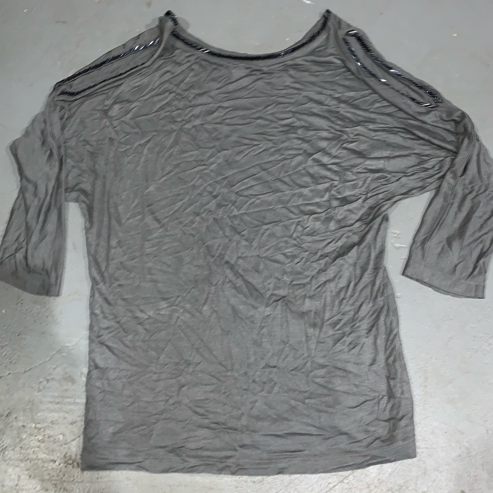 Gray cold shoulder top
